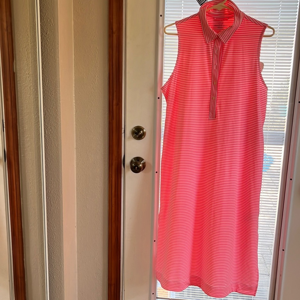 Vineyard Vines Pink Striped Midi Dress